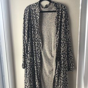 Long animal print cardigan